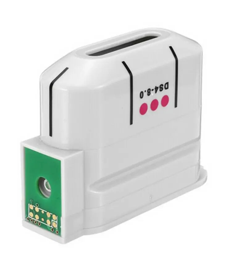 White HIFU ultrasound replacement cartridge with a green connector board and "DS4-8.0" label on a white background.