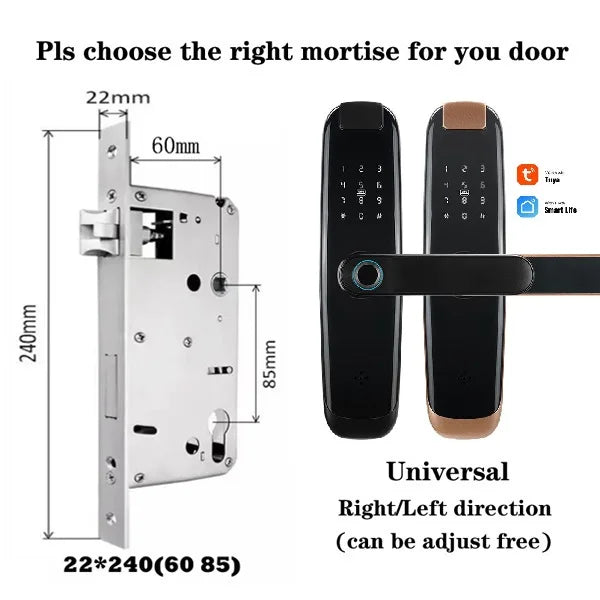 TUYA APP Compatible Smart Life App Unlock Smart Door Lock for Home Wood Door with Fingerprint Handle Combination Rfid Card