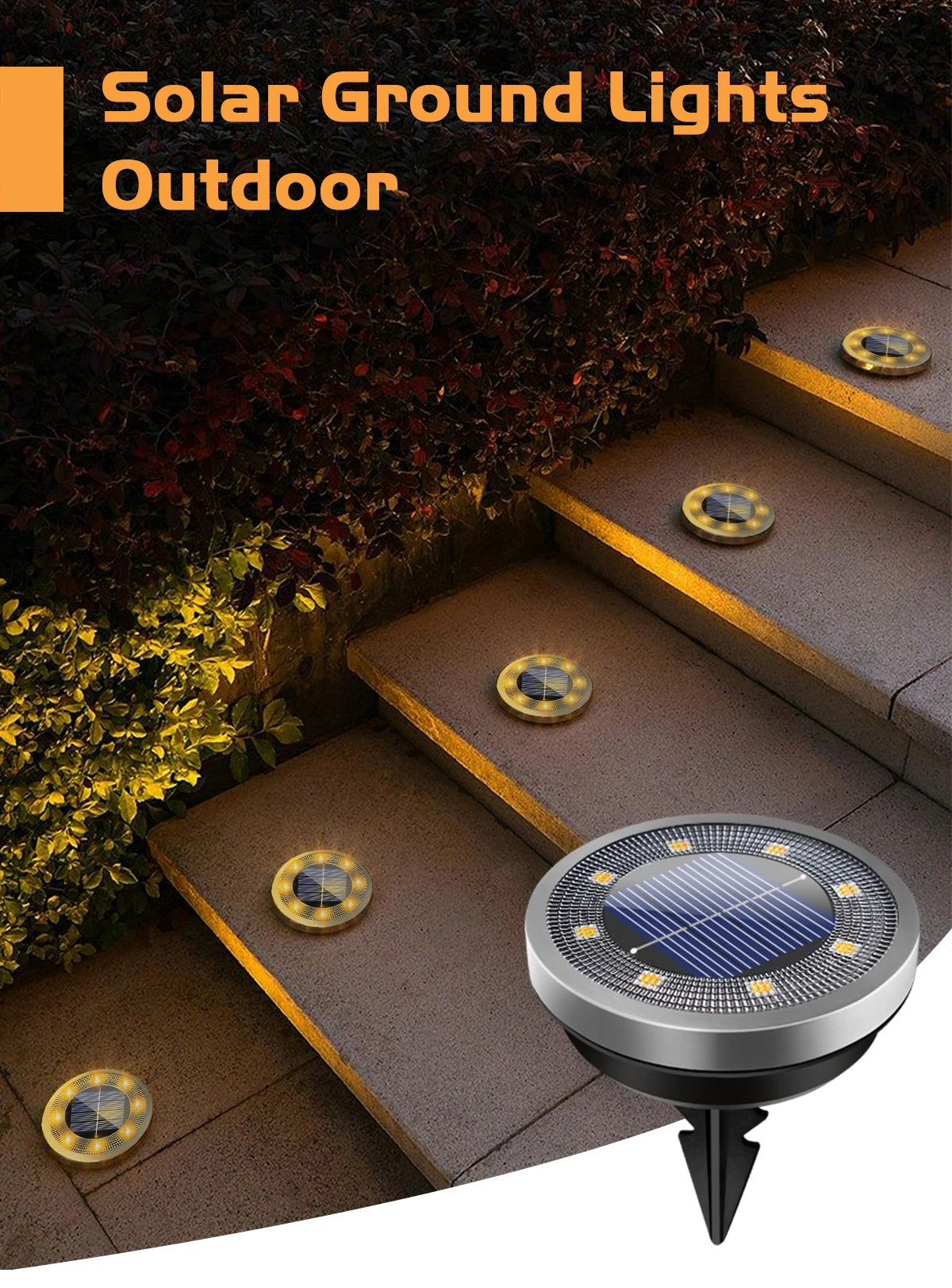 Solar Ground Lights IP65 Waterproof Solar Lights Outdoor Solar Garden Lights In-Ground Landscape Lights for Yard Lawn Patio Deck