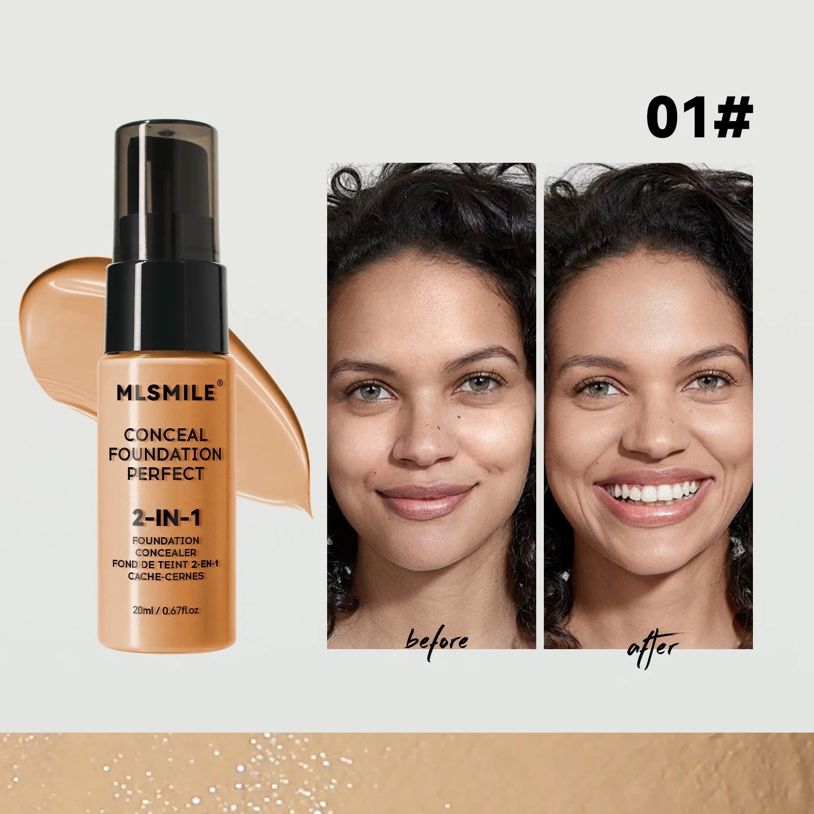 Tidesmit matte liquid foundation texture close-up featuring long-lasting oil control for a flawless face base