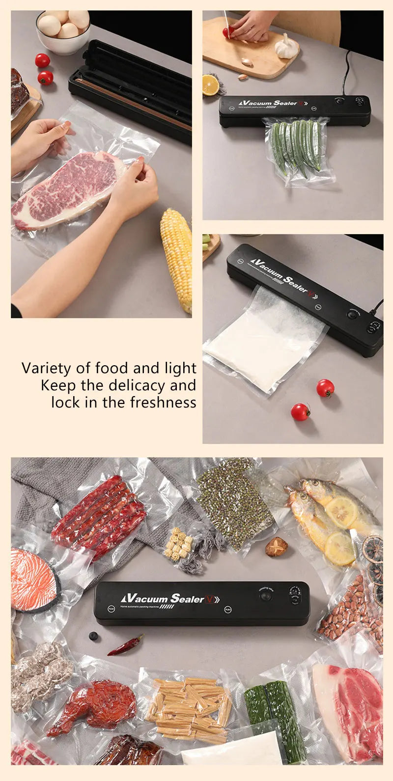 Food Sealing Machine Vacuum Sealing Machine Portable Automatic Packaging Machine Kitchen Helper Keep Food Fresh 220V For Home
