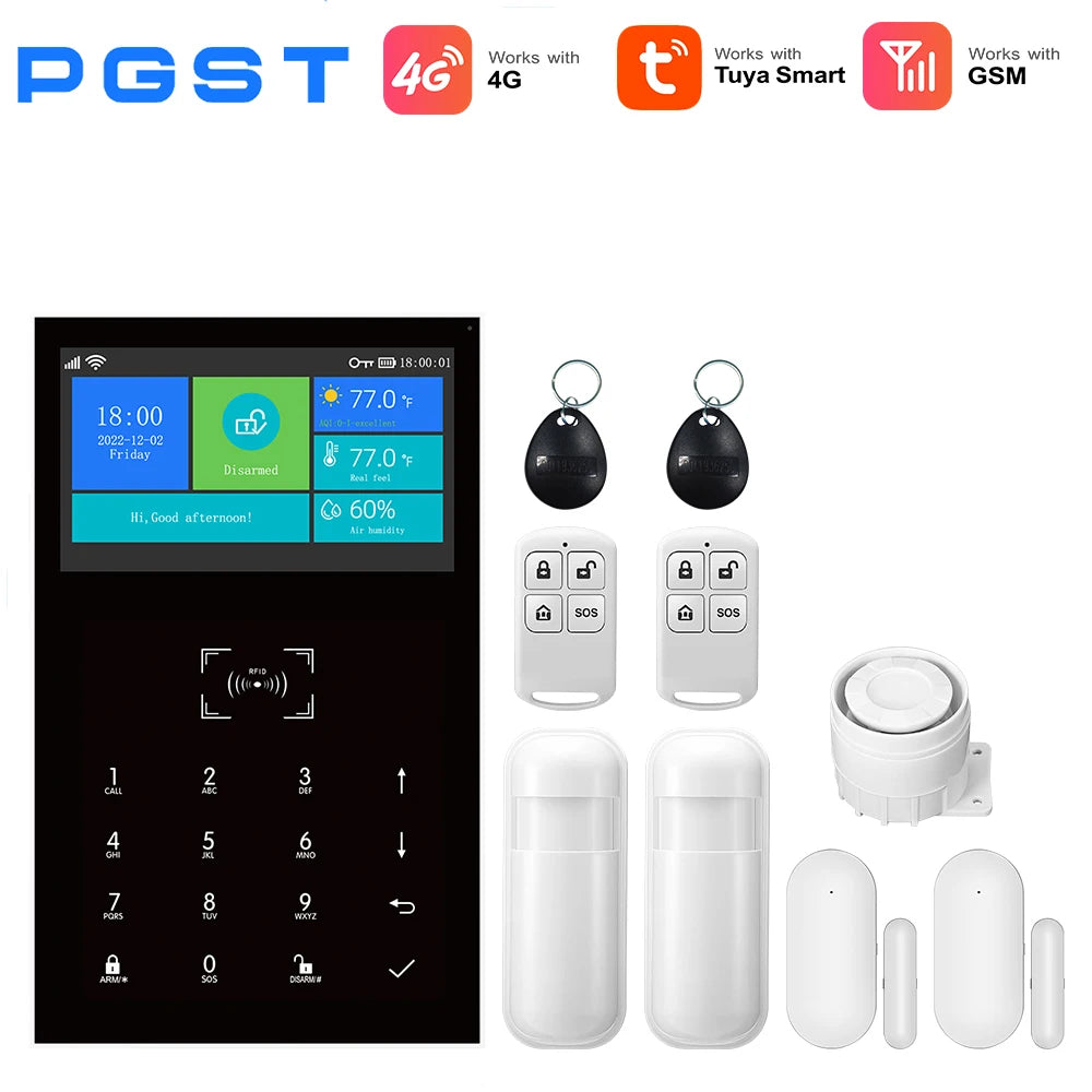 4G Smart Alarm Security System | Tuya App-Controlled Protection Kit 4G-B EU Plug Tidesmit