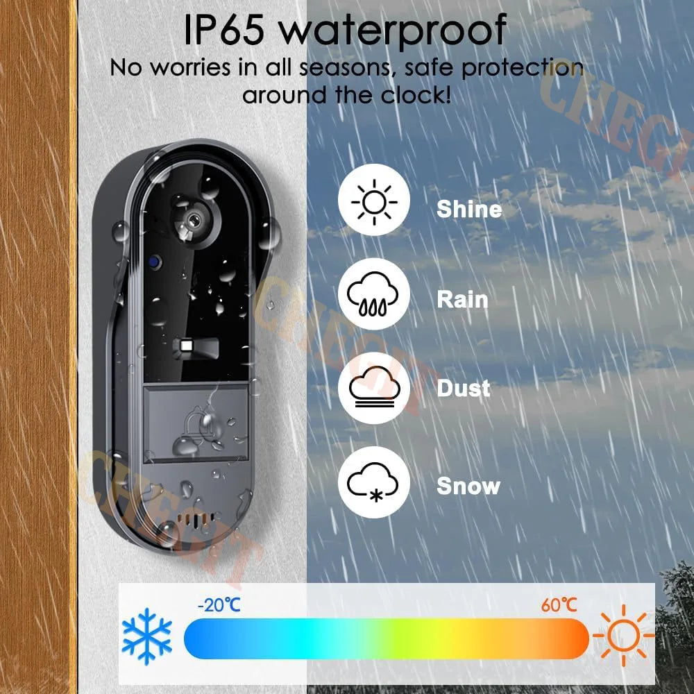 Wireless Wifi Doorbell Camera 1080P Video Intercom Doorbell Waterproof 4.3in IPS Screen Home Security Door Bell IR Night Vision