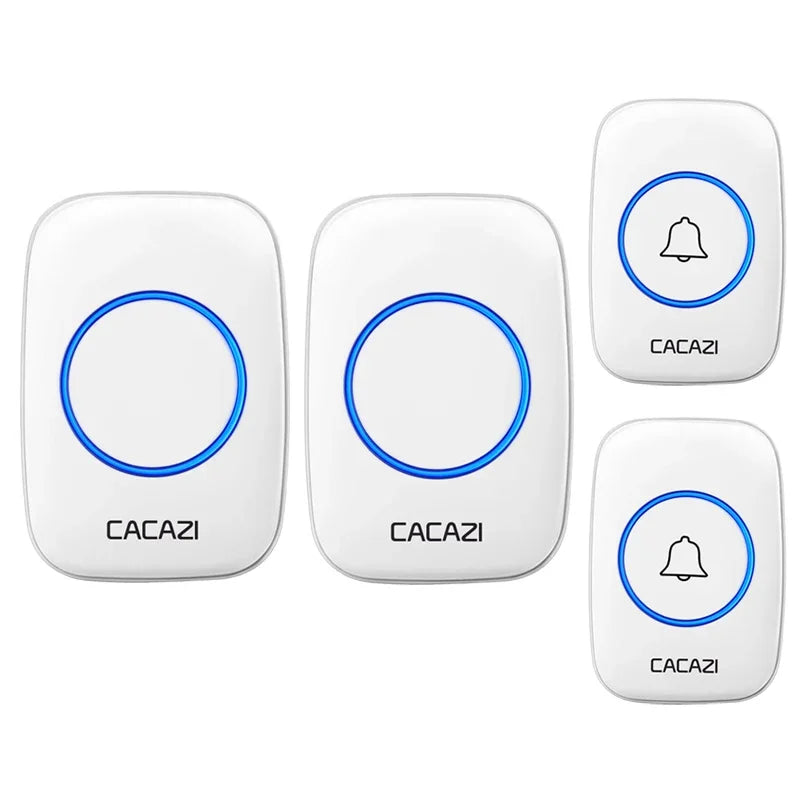 CACAZI 36 music 110DB 300M Wireless Doorbell Waterproof Remote Battery powered Smart Door Bell Battery 1  2 Button 1 2  Receiver