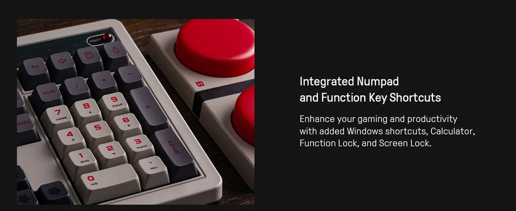 8BitDo Retro 108 Key Mechanical Keyboard，Bluetooth / 2.4G / USB-C Hot Swappable Gaming Keyboard for PC Windows and Android