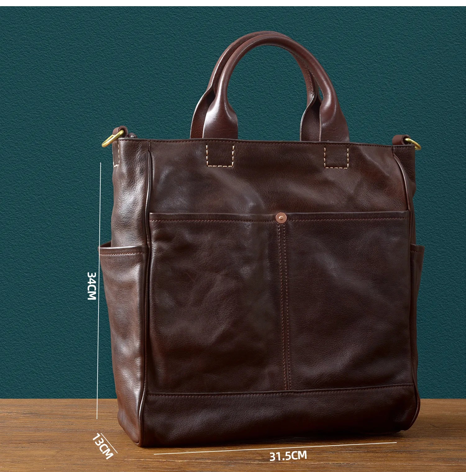 Fashion organizers designers handmade genuine leather men's tote bag outdoor travel luxury vegetable tanned cowhide handbags