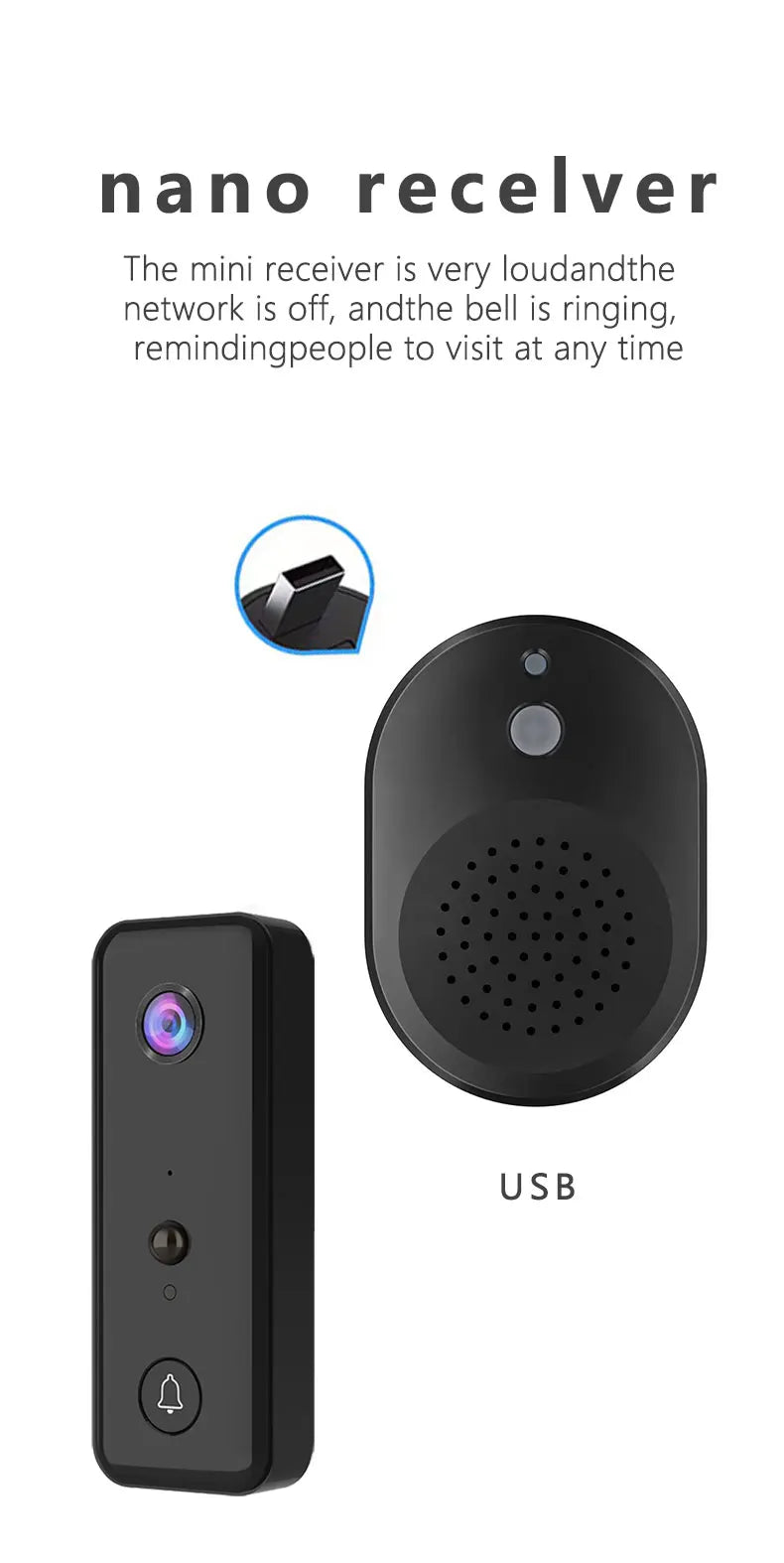 720P Aiwit APP WiFi Doorbell Low Consumption Battery Power Visual Door Peephole Video Eye Night PIR Home Security Doorviewer