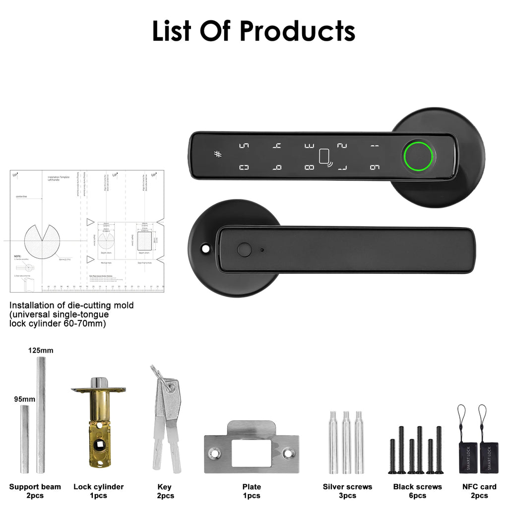 Tuya Smart Bluetooth Door Lock Biometric Electronic Lock Home Kit Smart Home Automation Home Protection Smart Life Control