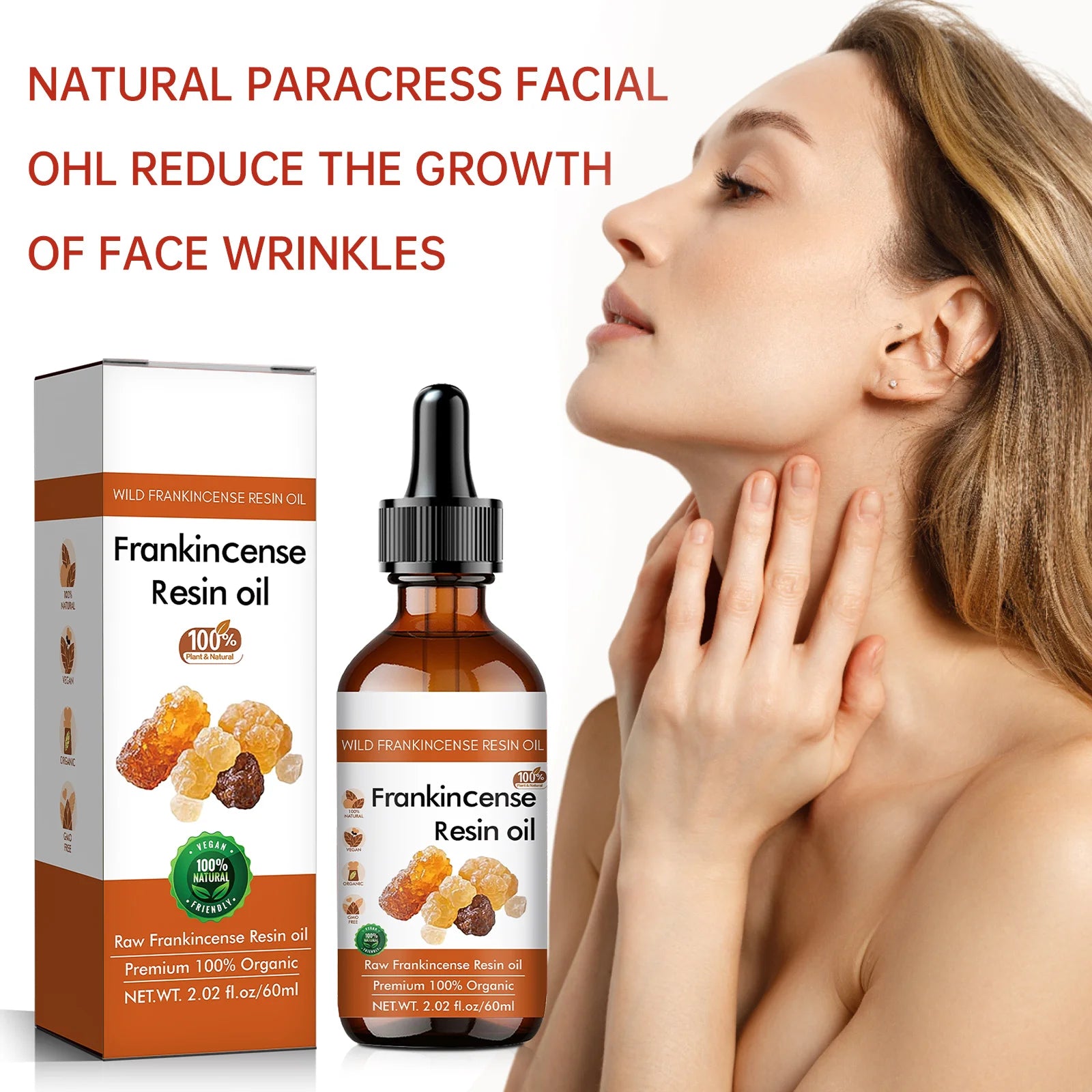 Organic Frankincense Resin Face Oil 60ml - 100% Pure Raw Formula, Supports Skin Smoothing, Deeply Moisturizes & Soothes.