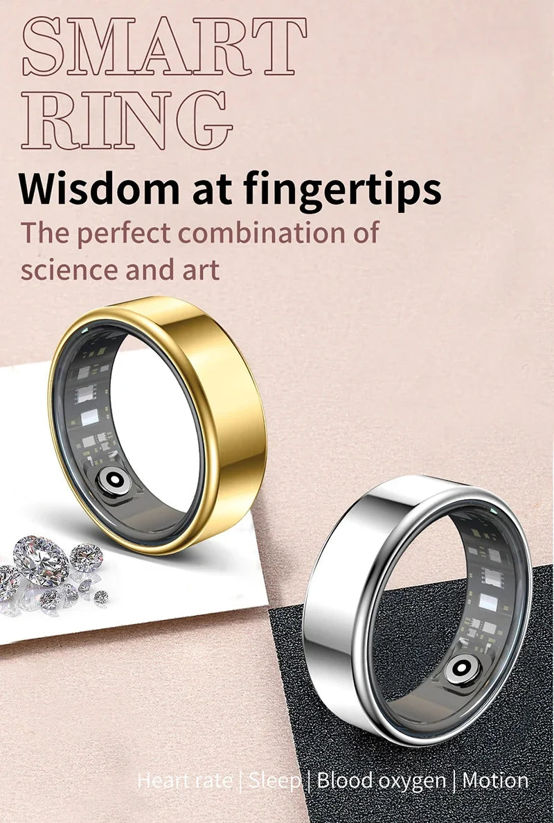 Smart Health Tracker Ring - Heart Rate & Oxygen Fitness Monitor Tidesmit