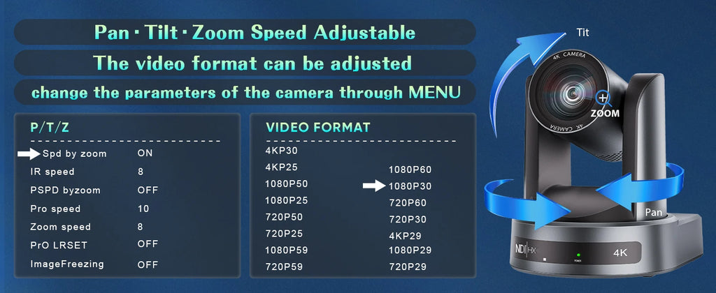 NDI/SDI 4K PTZ Camera 10X 20X Zoom Video Conference Live Streaming HDMI USB IP POE 1080P for Church NetMeeting Broadcast Youtube