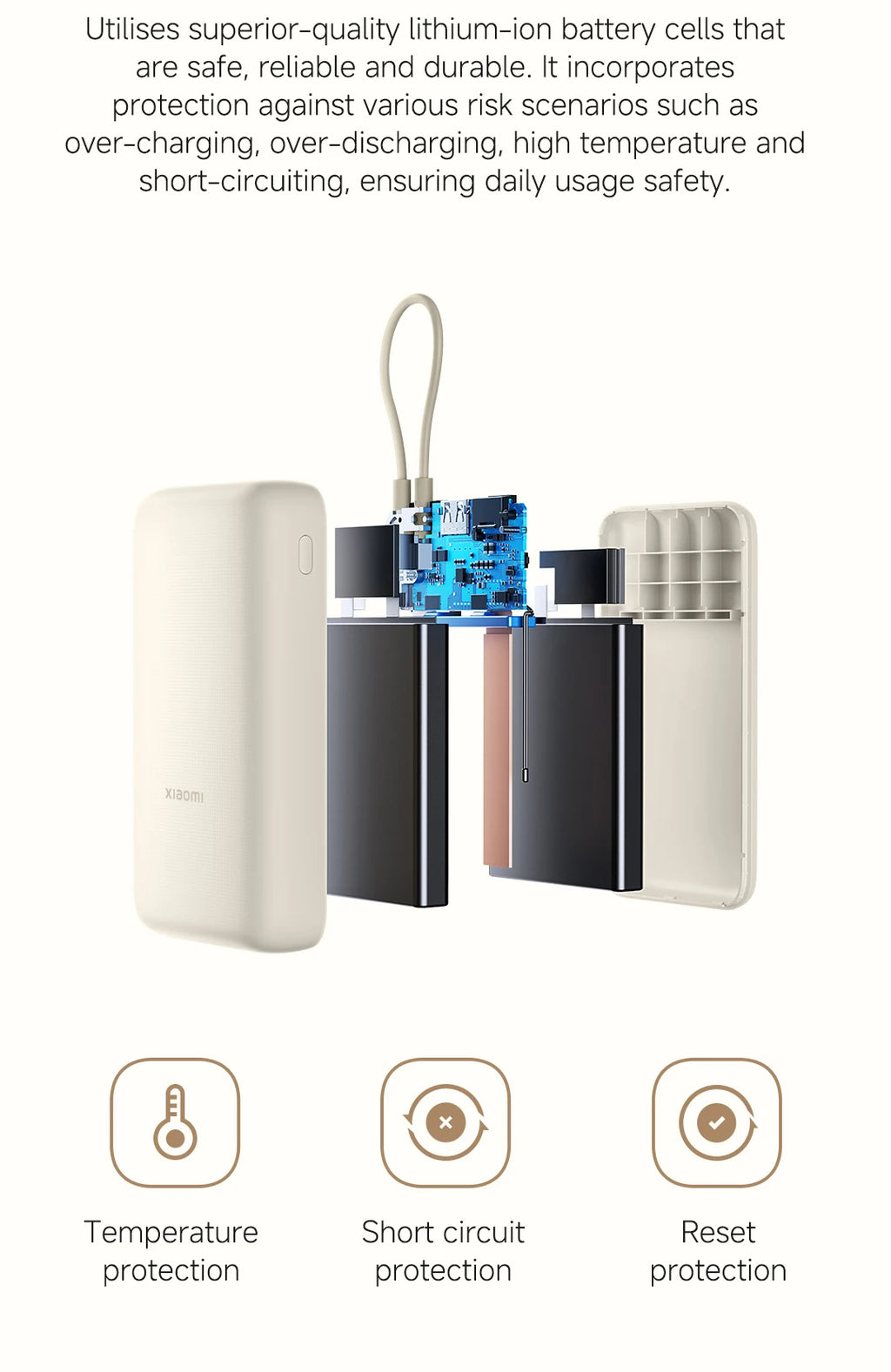 20000mAh Fast Charging Power Bank with Built-in Cable - Blue Tidesmit
