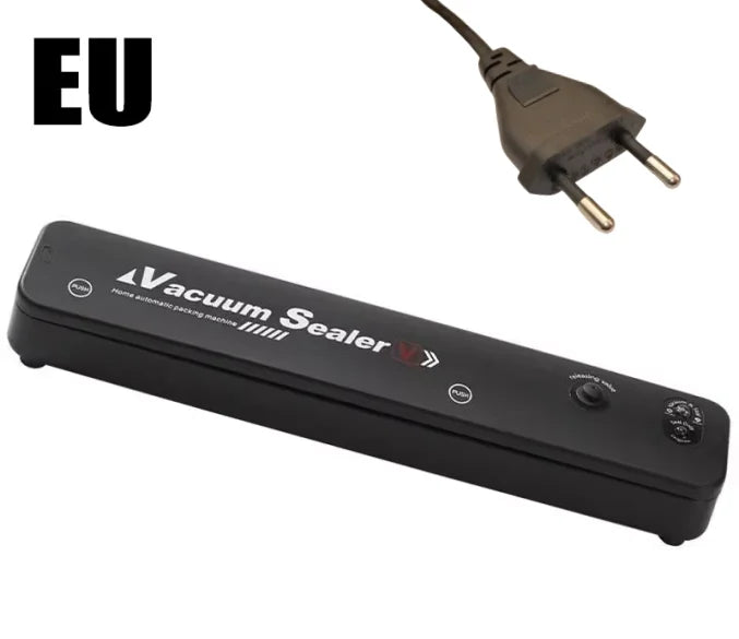 Black vacuum sealer machine with EU plug and power cord
