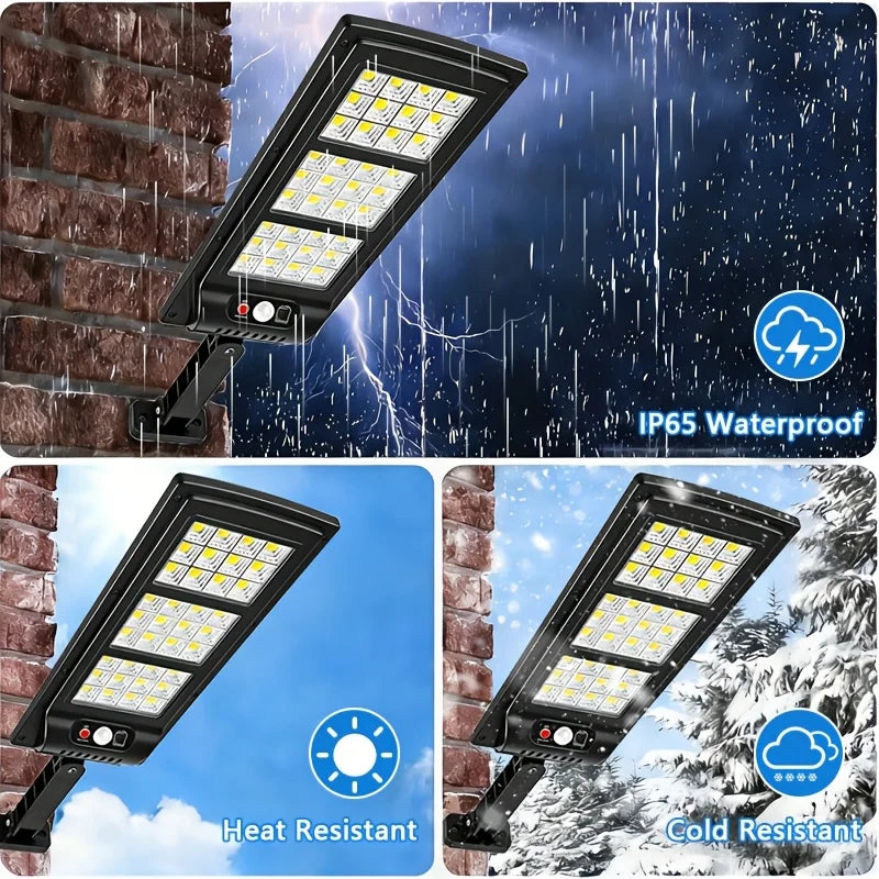 Super Bright Solar Street Light with 888 LEDs, 3000mAh Outdoor Garden Light, Perfect for Commercial Parking Lots, School Basketball Courts, And Streets, Easy to Install, Includes A Remote-controlled Solar Wall Light