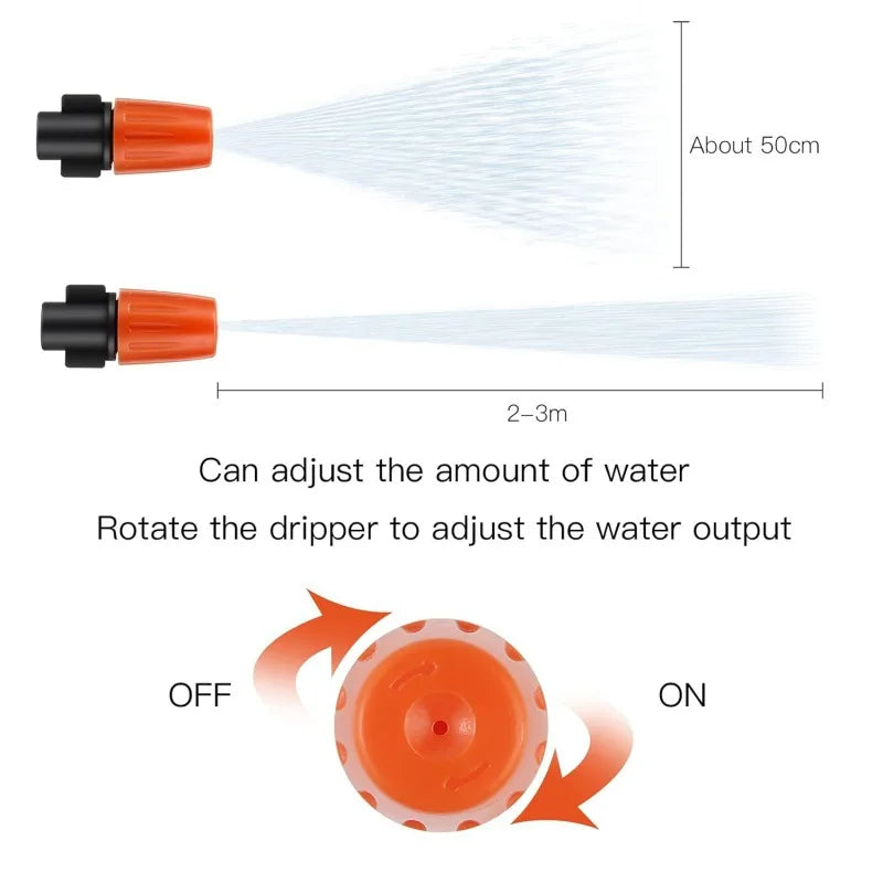 ZK Water Saving Drip Irrigation Kit, 8-Hole Drip Atomizing Nozzle, 4/7 Tubing, C Y Stake for Garden Farm Multi-Scenario Watering