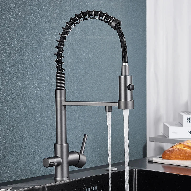 Filtered Kitchen Faucet Pure Water Kitchen Faucet Dual Handle Hot&Cold Drinking Water Purified Kitchen Mixer Taps