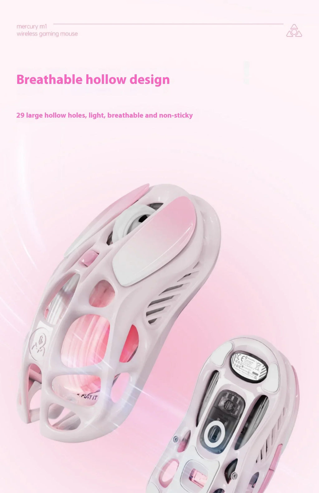 GravaStar Mercury M2 M1 Wireless Gaming Mouse Alloy 26000 DPI PAW3395DM Sensor Lightweight Hollowed Out Design RGB E-sports Mice