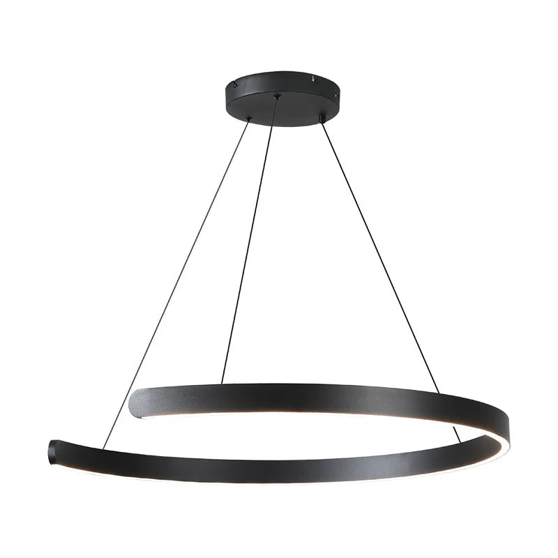 Modern LED Ring Ceiling Chandelier 60cm Black - Minimalist Decor Tidesmit