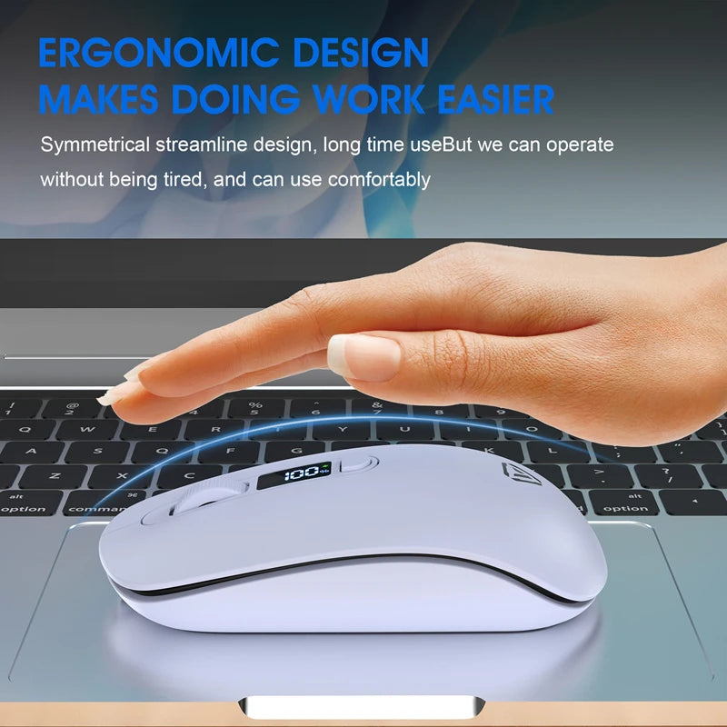 Wireless Mouse Bluetooth 2.4G With Smart Display Silent Portable Silent Click Mouse Rechargeable Office Computers Laptops 2026
