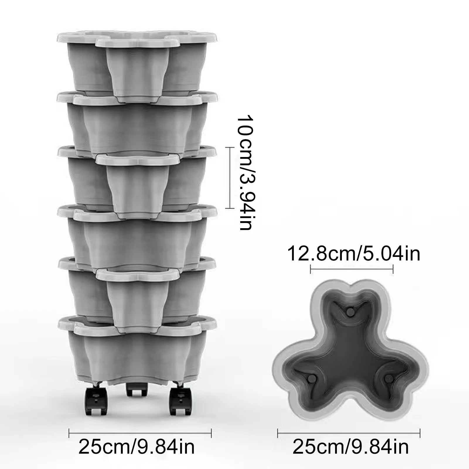 4/5 Tier Plant Tower With Wheels Stackable Plant Towers ABS Vertical Planter Tower For Strawberry Green Ivy Balcony Terrace