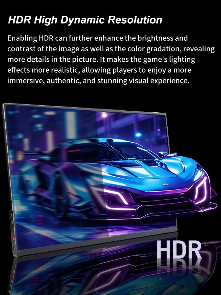 16" 2.5K 165hz 144hz Portable Monitor 1920*1200 16:10 100%sRGB 450Cd/m² Travel Gaming Display for Laptop Switch ps4 ps5 Xbox