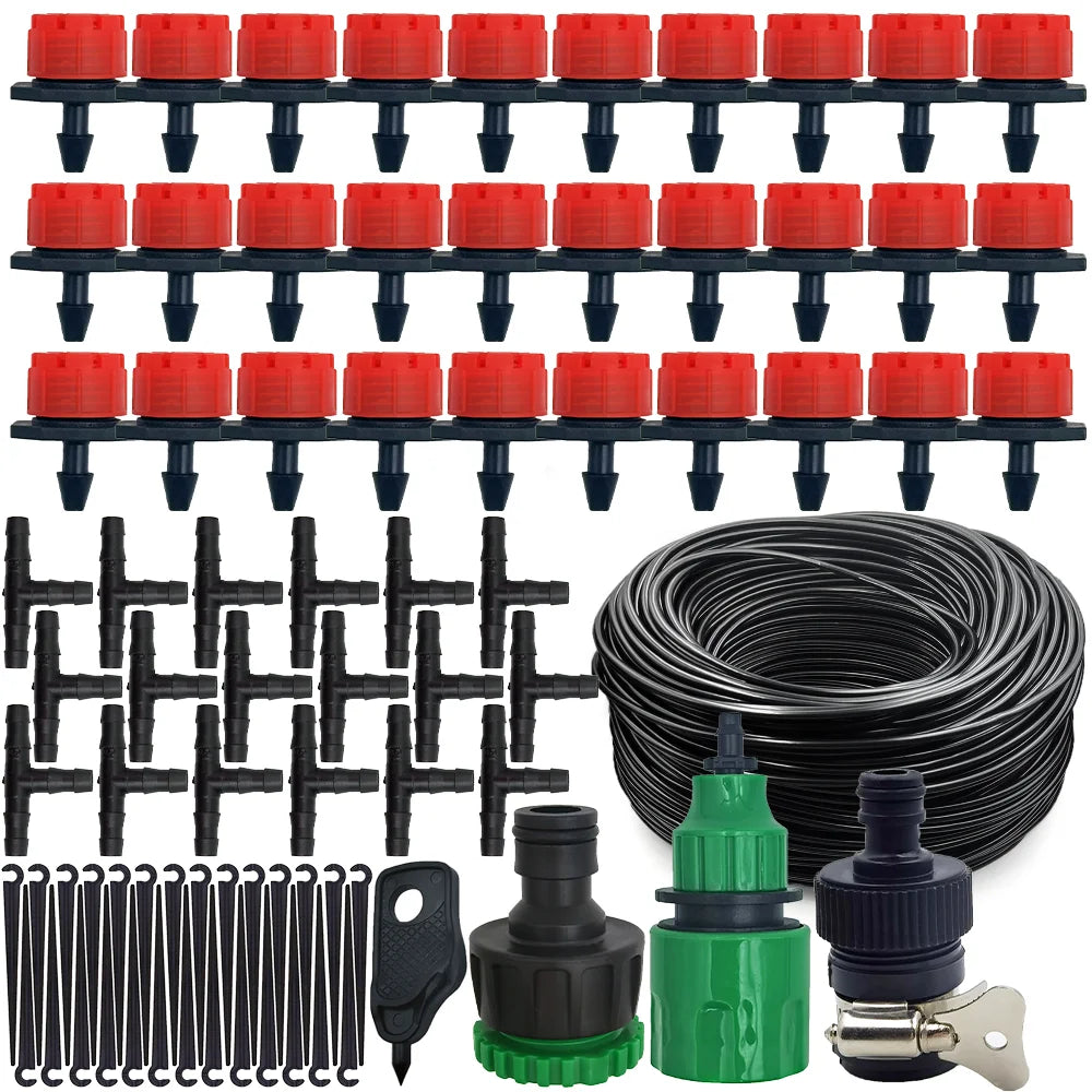 WUJEE 5M-25M DIY Drip Irrigation System Automatic Watering Garden Hose Micro Drip Garden Watering Kits with Adjustable Drippers