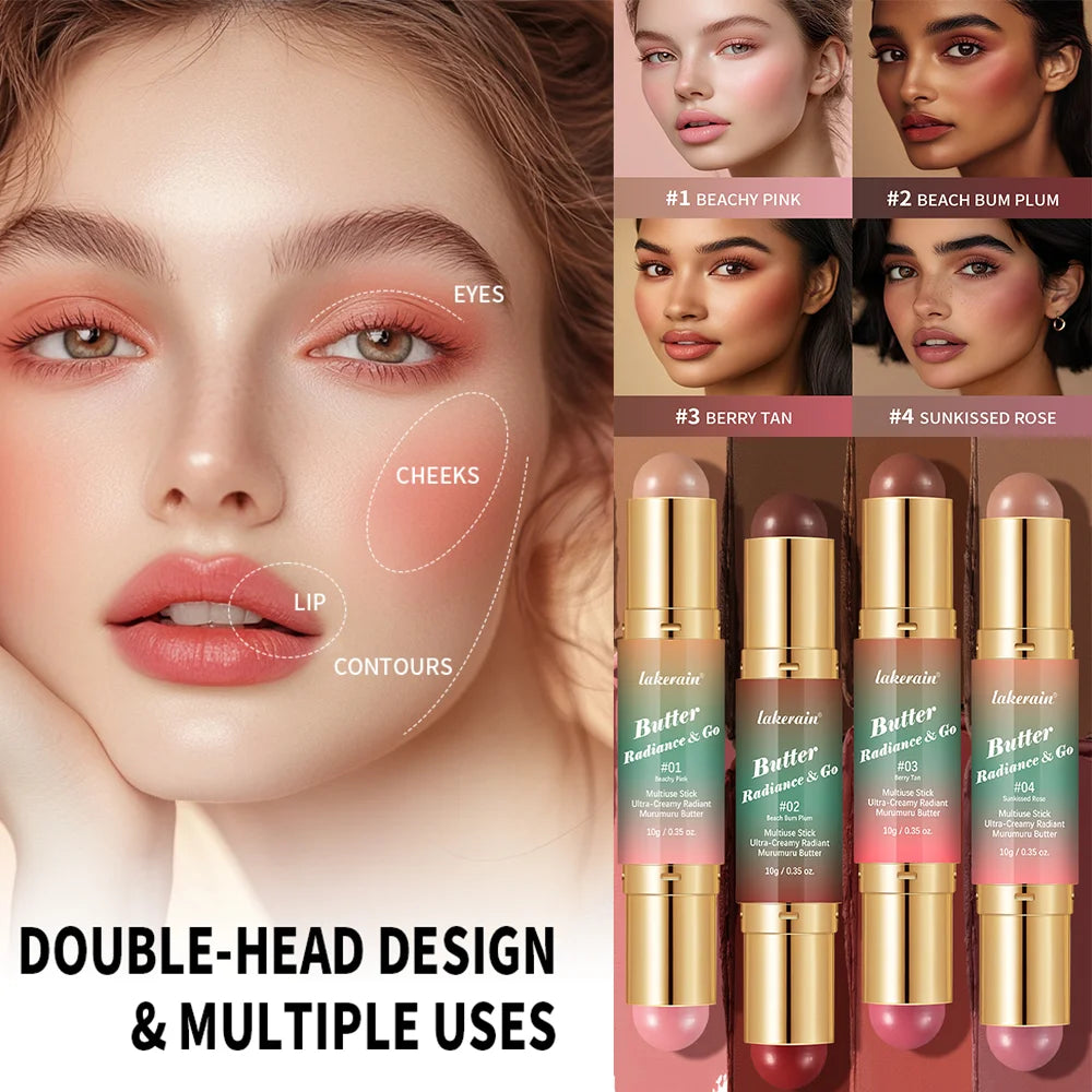Tidesmit Double-Headed Bronzer Blush Stick for cheeks and eyes featuring butter glow multiuse matte and glossy finish