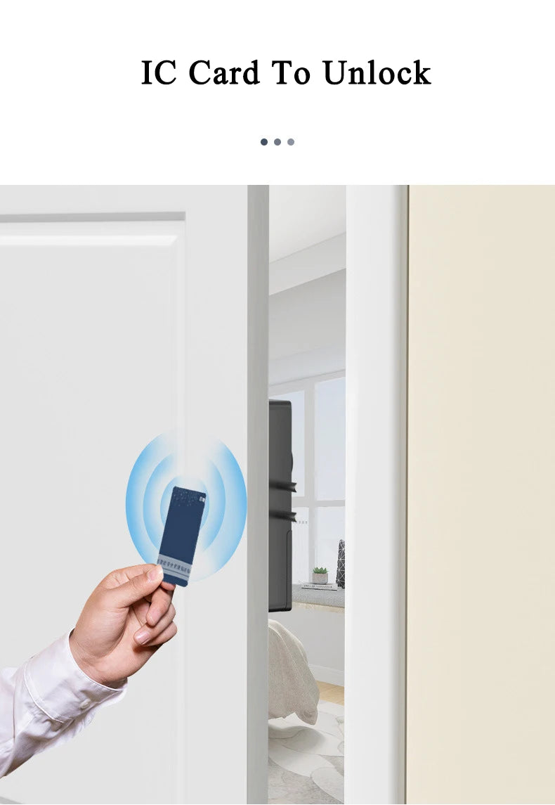 TTLock APP Remote Control Automatic IC Card Motor Lock Invisible No Drill Hole Installation For Wooden Door