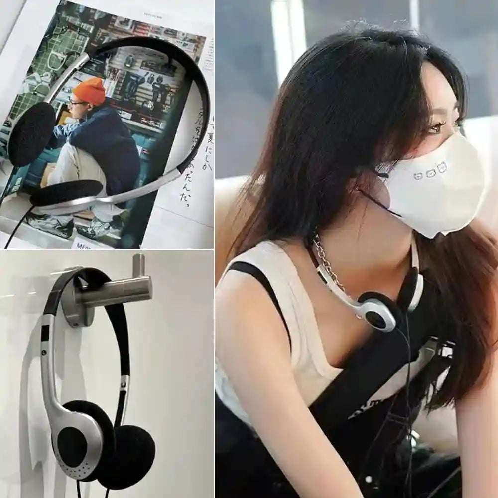 Retro Y2k Over-Ear Headphones Wired - Lightweight Black Audio Tidesmit