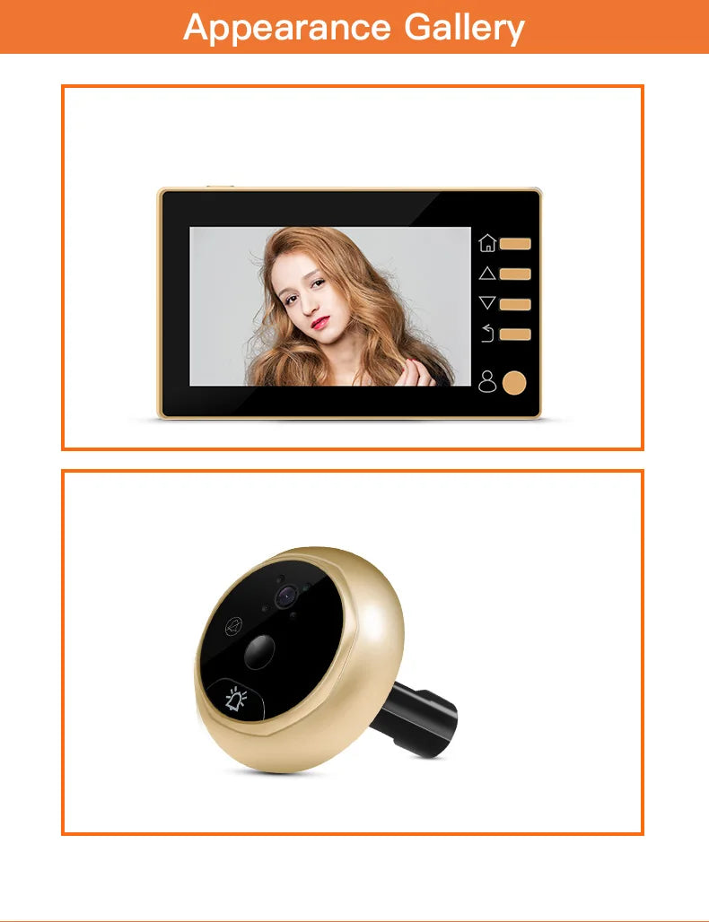 New 4.3 Inch Peephole 140° Smart Video Doorbells Door Viewer Camera Security Monitor 1080P HD Visual Doorbell