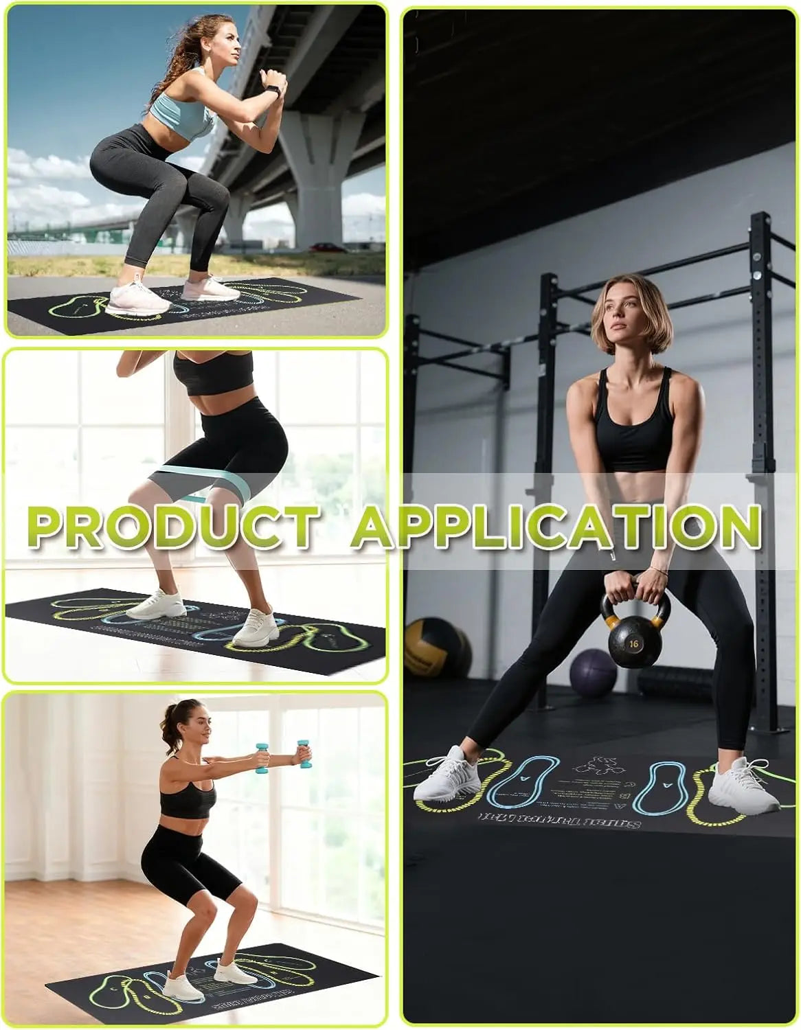 80*35CM Squat Step Position Guide Mat Multipurpose Work Out Mat Leg Muscle Targeting Training Hip Muscle Mat for Yoga Pilates