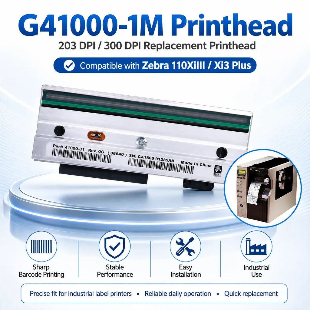 Zebra thermal printhead replacement with green print bar and labeled connector housing