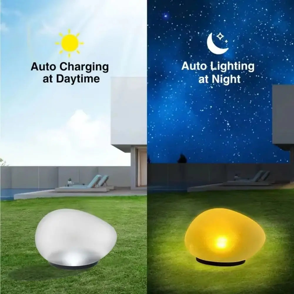 Solar Stone Light Frosted Glass Ground Lamp Outdoor Waterproof Lantern for Garden Green Light Lawn Courtyard Decorative Lamp