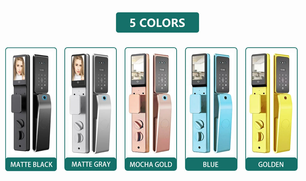 Tuya App Smart Lock with HD Camera Monitoring Face Recognition Multi-language Voice Multi-function Security Door Lock for Home