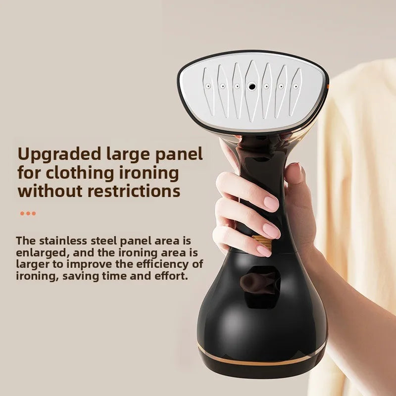 Tidesmit portable handheld garment steamer showing steam output nozzle for quick wrinkle removal on hanging clothes