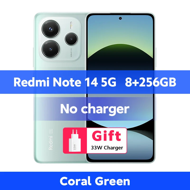 Xiaomi Redmi Note 14 5G Smartphone Global Version NFC 108MP 128GB/256GB ROM Camera MTK Dimensity 7025-Ultra 45W Turbo Charging