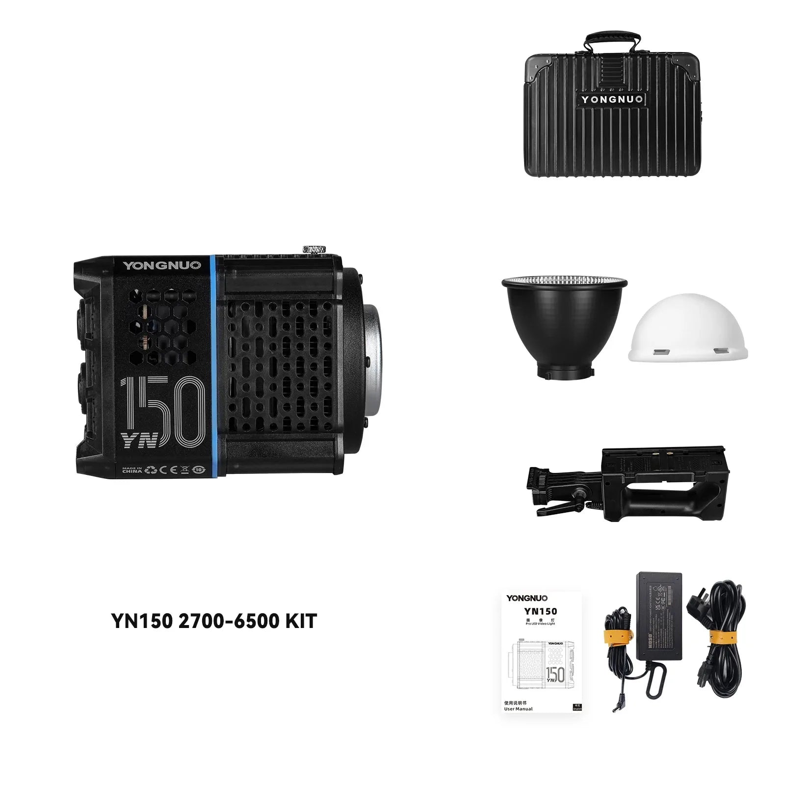 Portable 150W COB LED Video Light – Adjustable Color Temperature Kit 150 27-6500K KIT Tidesmit