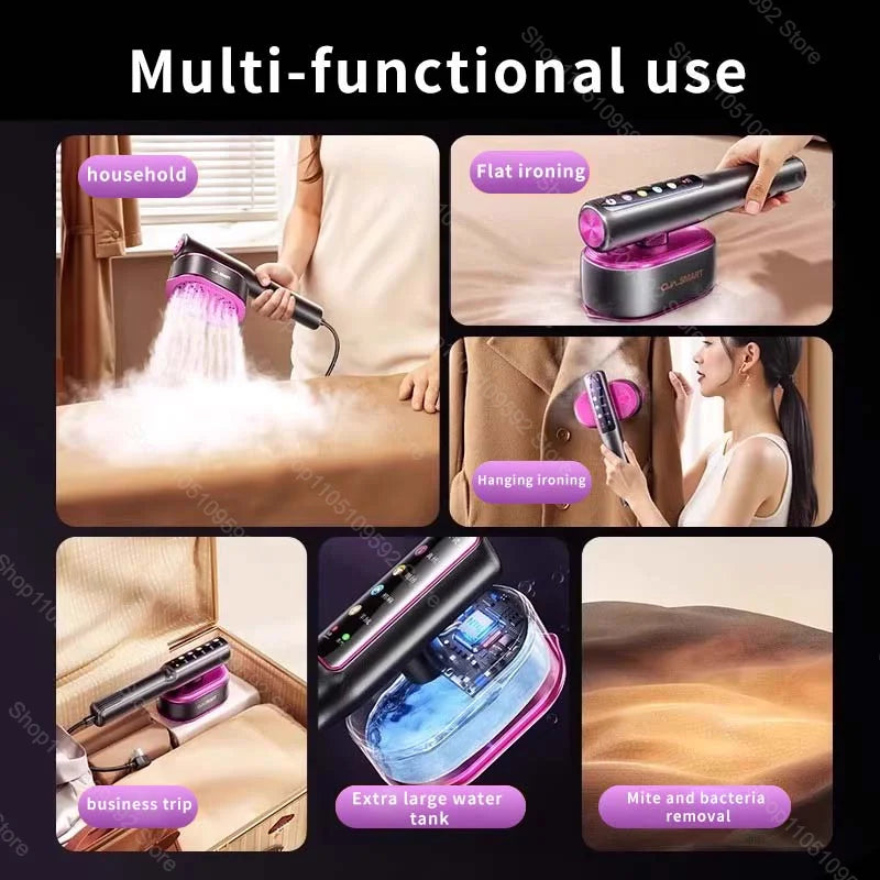 Tidesmit professional handheld garment steamer showing vertical steam iron features and fast heating design