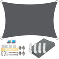 Rectangle sun shade sail canopy in dark gray with corner loops and included kit parts