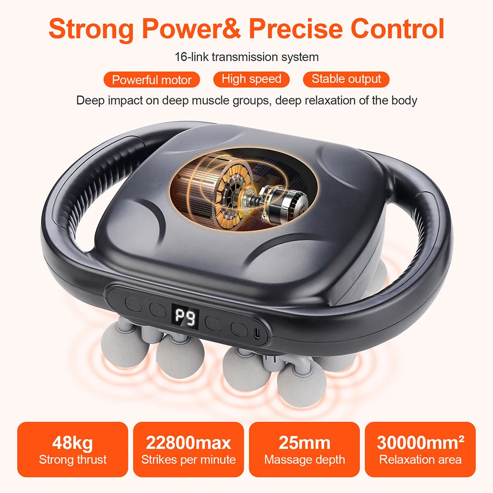 Deep Tissue Massage Gun - 16-Head Portable Electric Massager Body Shaping Massage Equipment Tidesmit