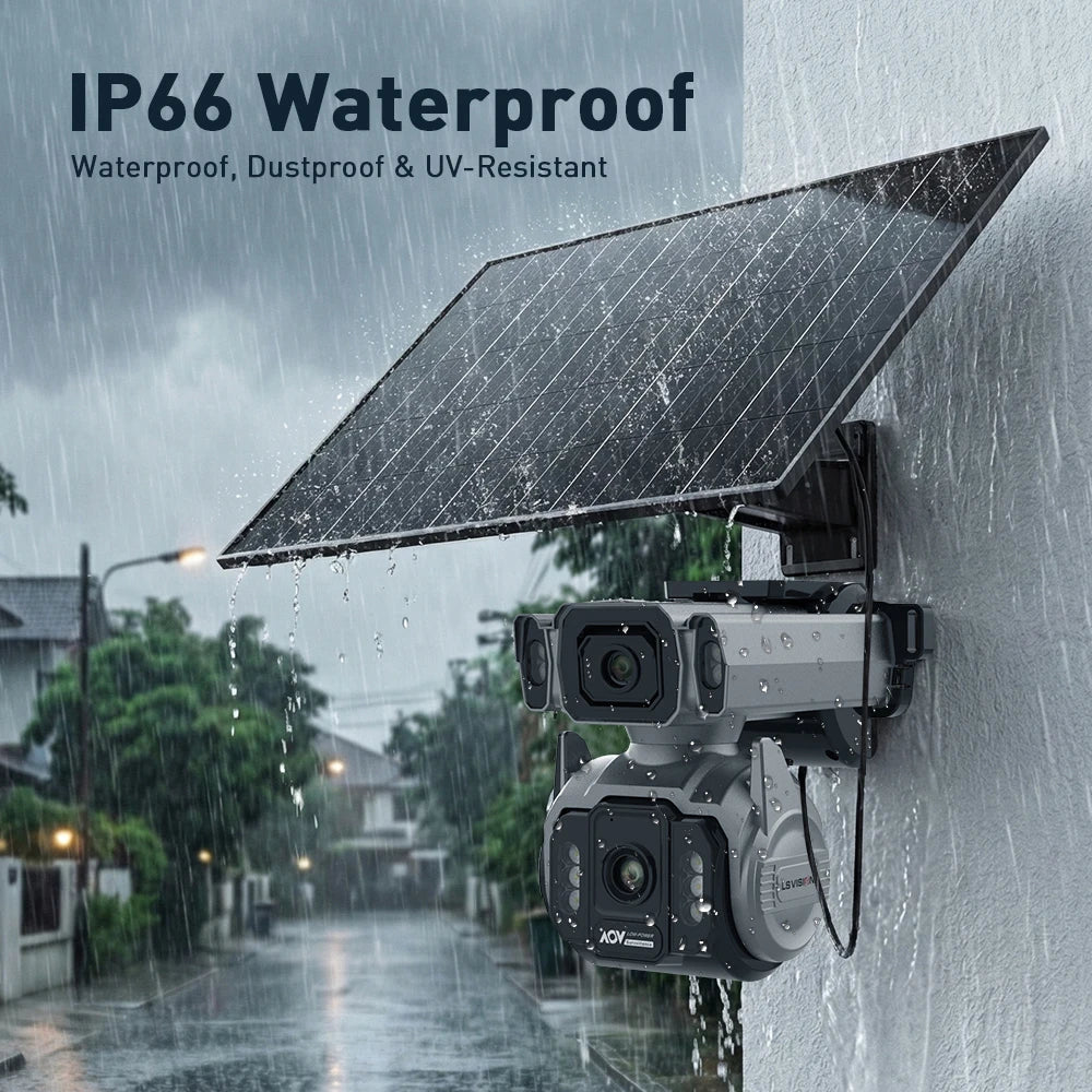 LS VISION AOV AI Tracking Outdoor Surveillance Camera 12X Optical Zoom Cctv Camera 4G Cloud SIM Dual Screen  24/7 Video Record