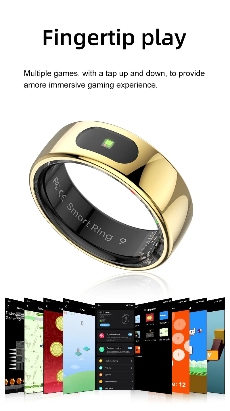 R08 Smart Ring with Charging Case Men Women Health and Sleep Monitor Heart Rate Monitoring 5ATM Waterproof Multi Sport Mode