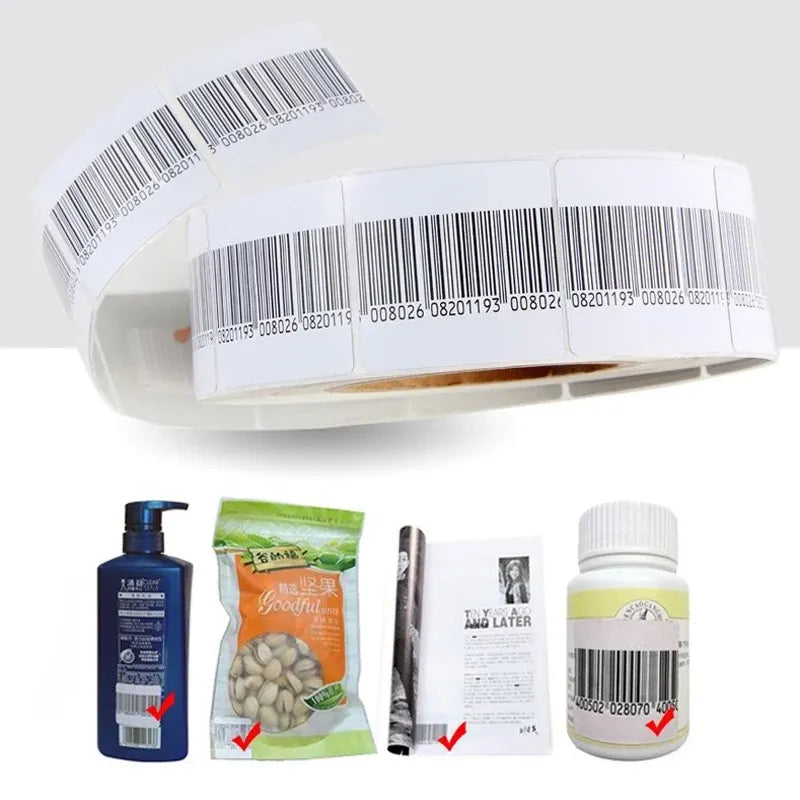 High Sensitivity EAS RF 8.2MHz Soft Label Barcode 3*4cm 4*4cm 1000pcs