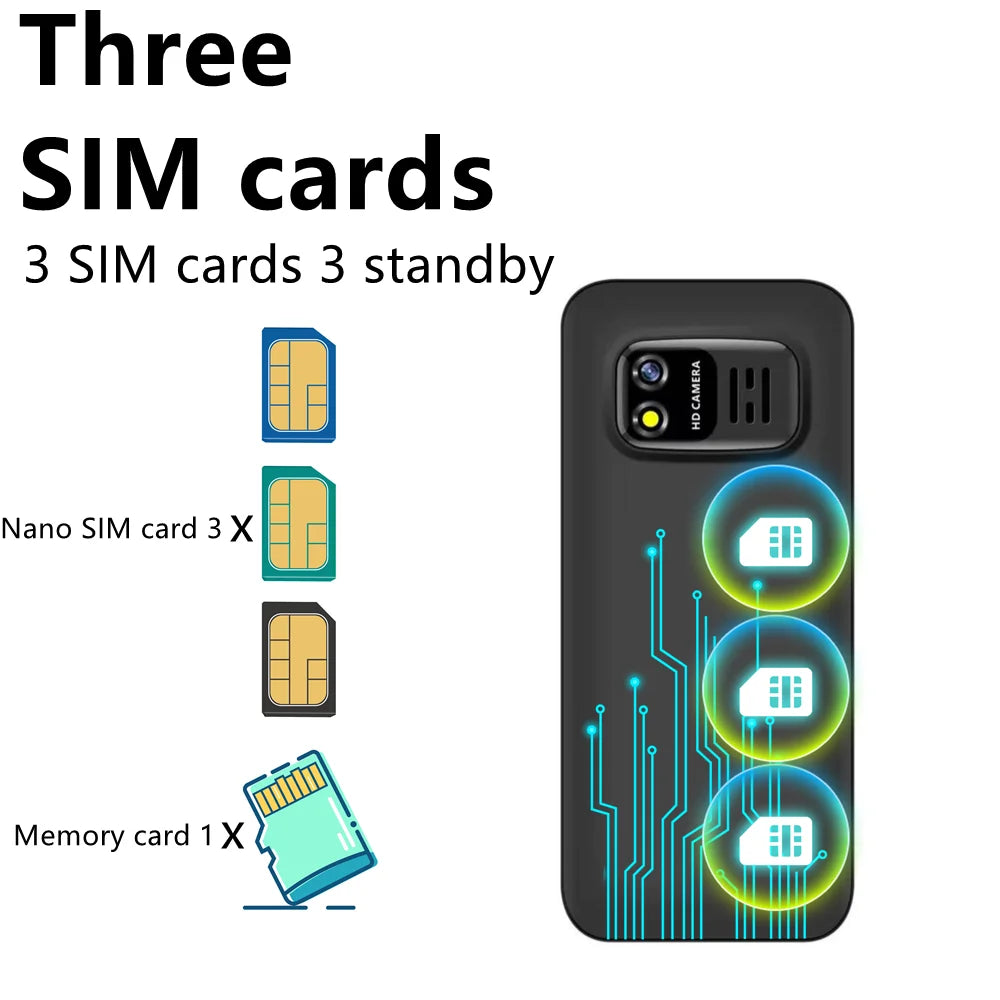 SERVO BM5310 Small Cell Phone 3 SIM Card 1.3" Screen Mini Mobile Phones Auto Call recorder Bluetooth dial Speed dial Cellphones