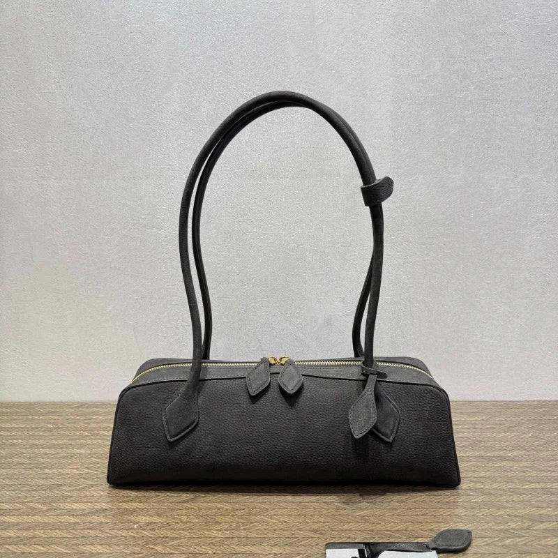 Ladies' luxurious high-quality genuine leather all steel hardware double-sided pull tab sausage handbag