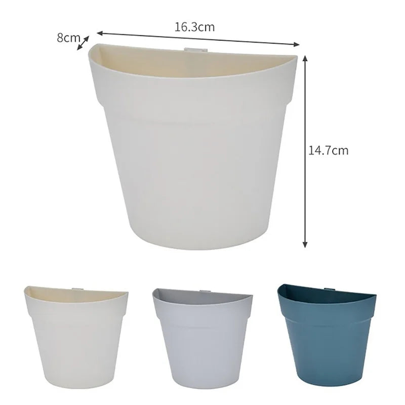 Home Wall Garden Balcony Plastic Wall-Mounted Flower Pots Ornament Semi Circular Planter Flower Pot Garden Supplies Home Decor