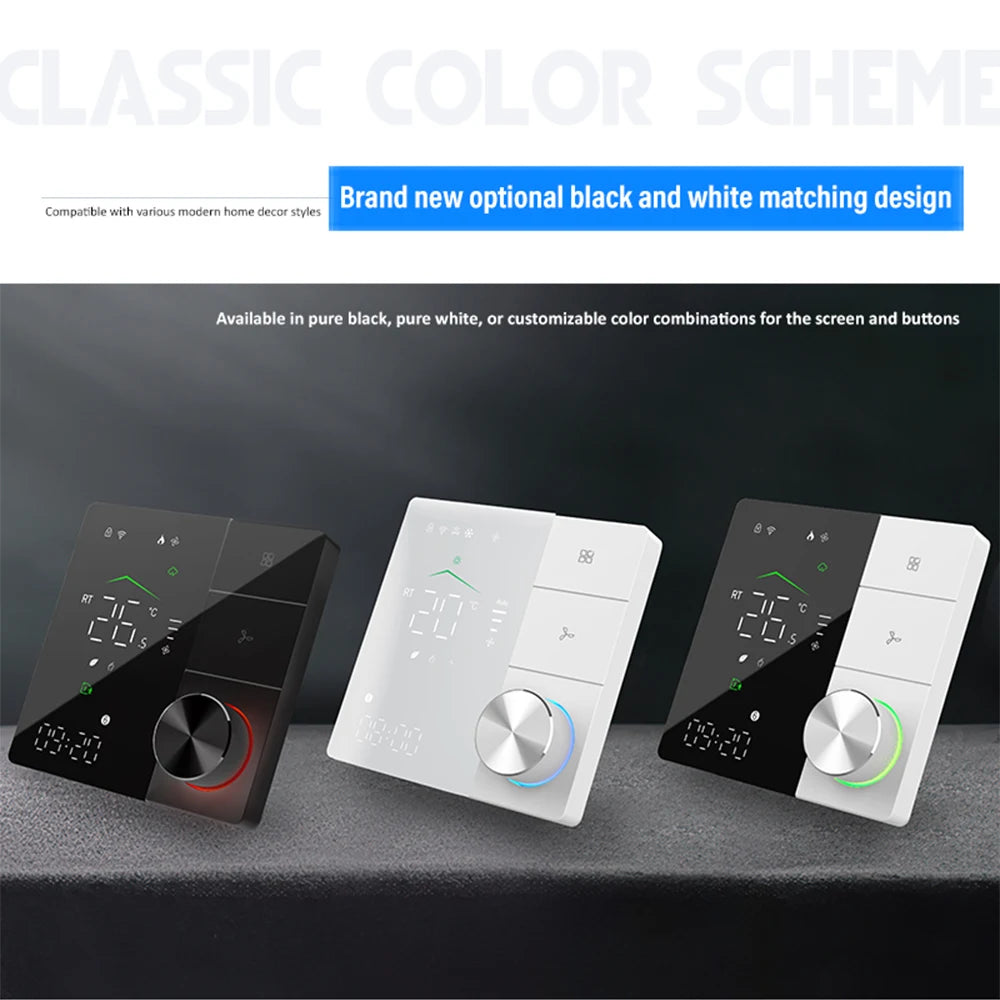 New Smart Thermostat with Knob WIFI Temperature Controller Air Conditioning Thermostat Fan Coil Unit AC Controller for Home Room