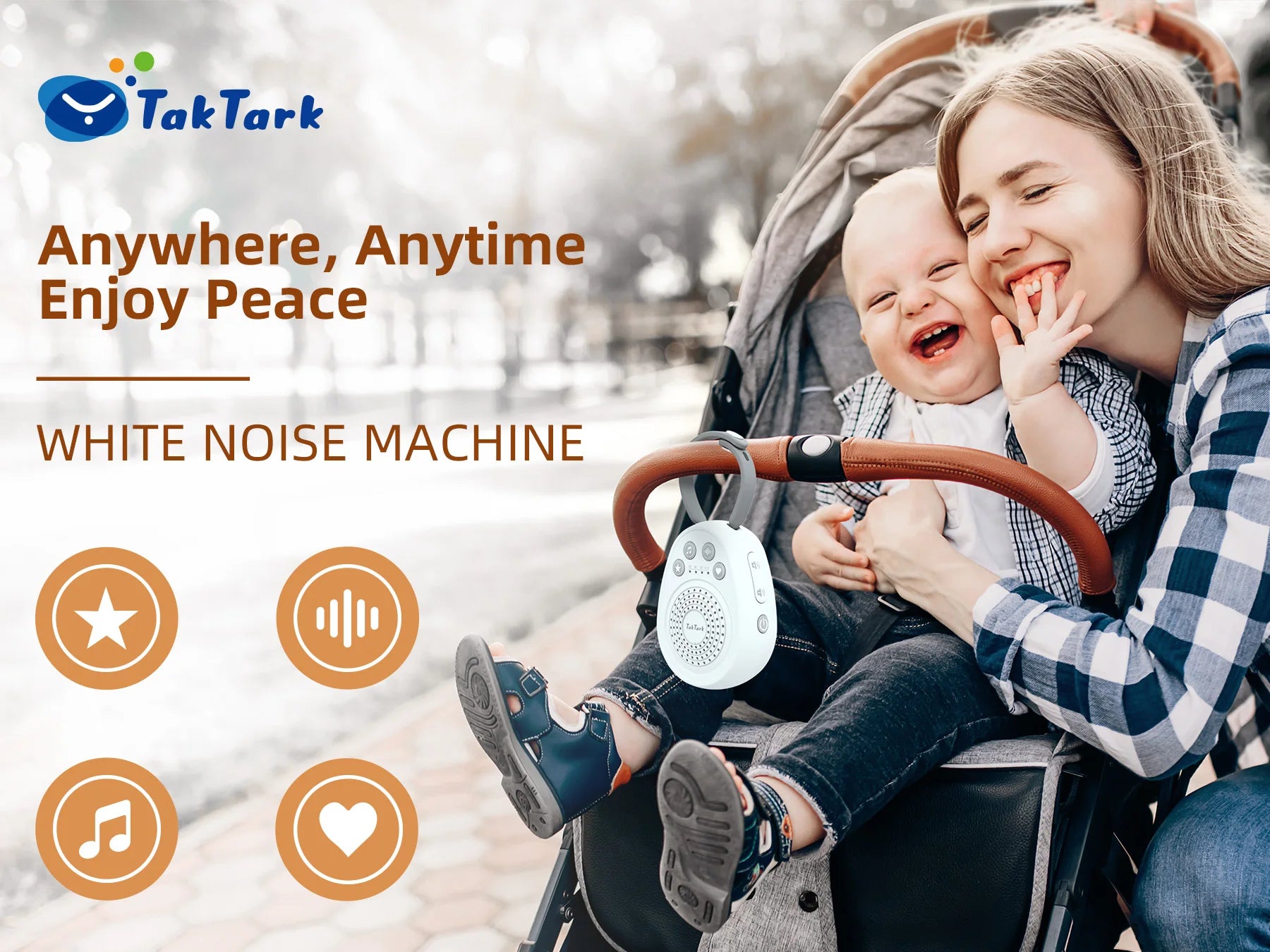 Baby White Noise Machine, USB Portable Mini Sleep Device 20 Soothing Sounds, Help Newborn Fall Asleep In 3 Mins For Crib Travel