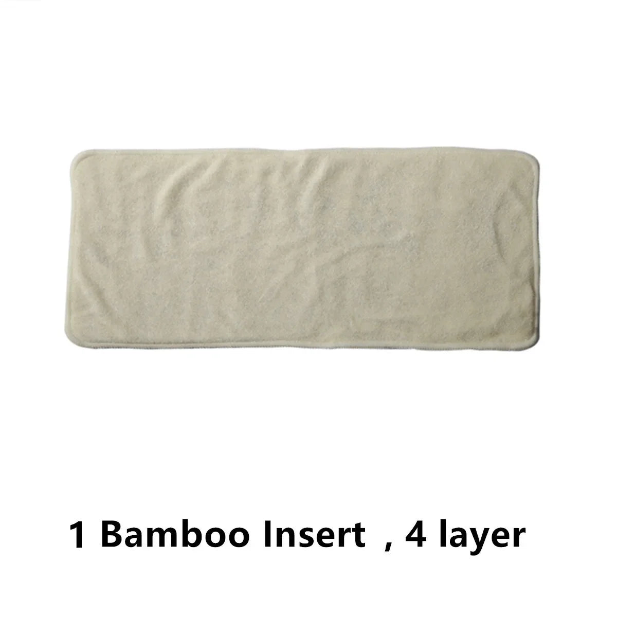 4-layer bamboo cloth diaper insert for baby care, soft absorbent rectangular reusable pad.