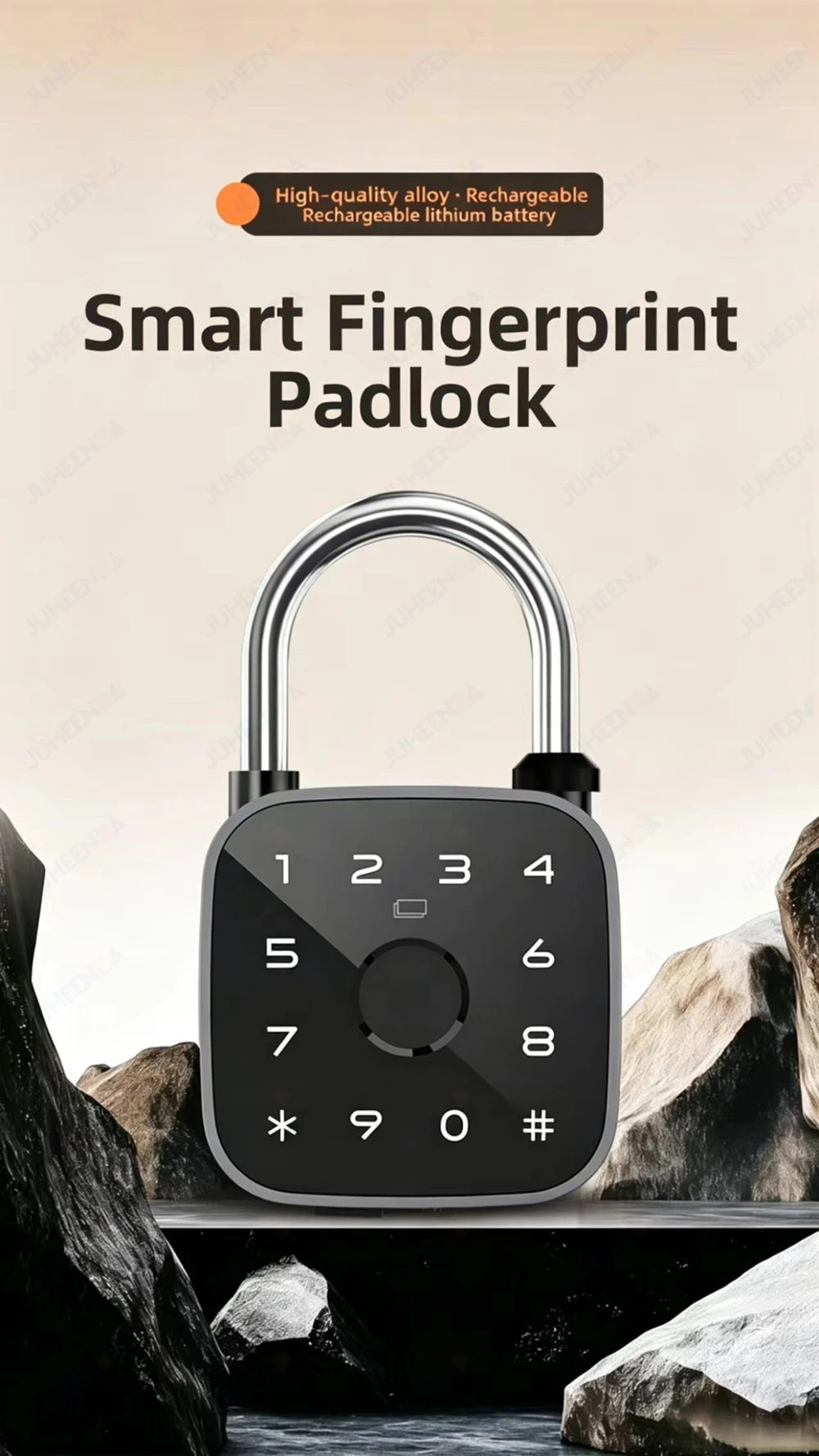 Tuya Bluetooth Fingerprint Padlock Rechargeable Digital Luggage Lock Password IP67 Waterproof Outdoor Security Electronic Lock